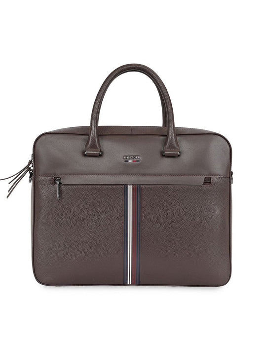 Tommy Hilfiger Unisex Textured Leather Laptop Bag