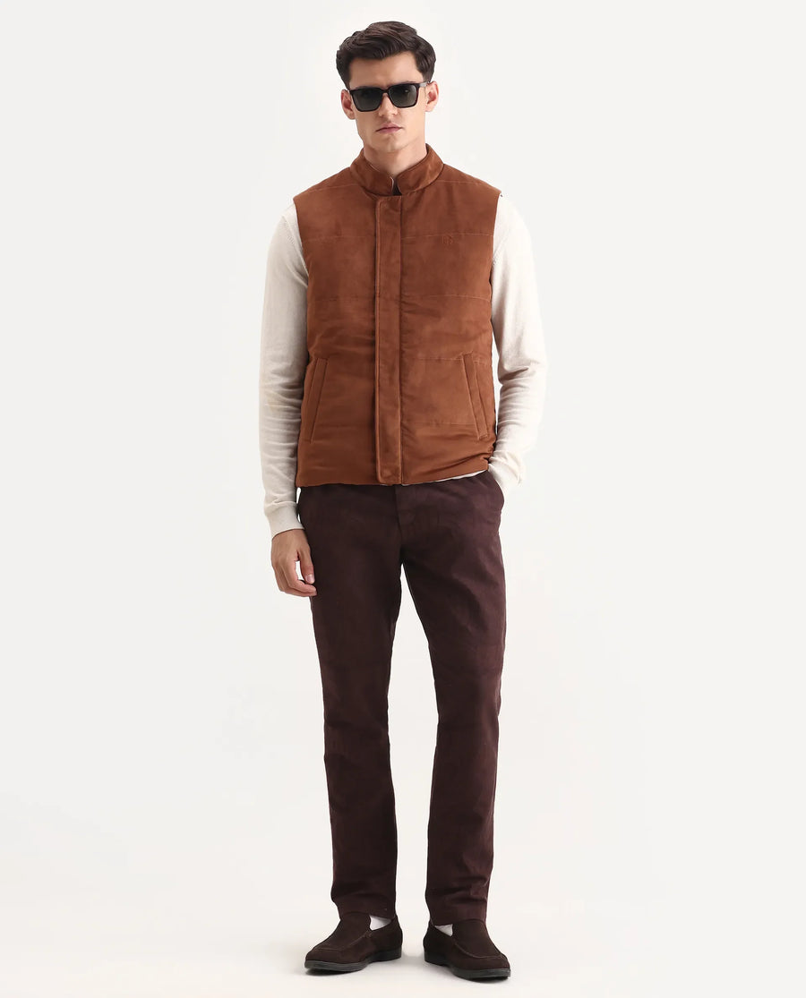 Rare Rabbit Men's Raldo-25 Off White Polyester Blend Fabric High Neck Regular Fit Plain Jacket