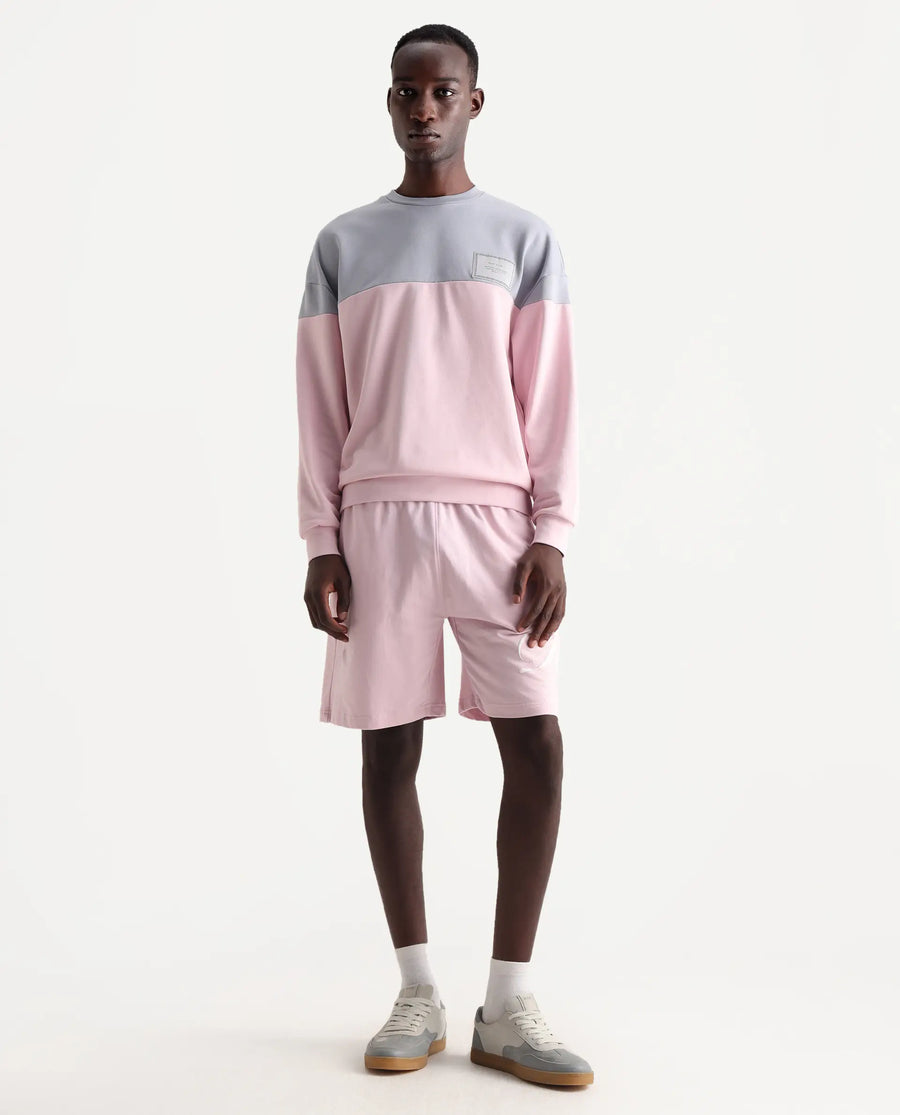 Rare Rabbit Men's Ranot Pink Cotton Graphic Print Oversized Fit Shorts