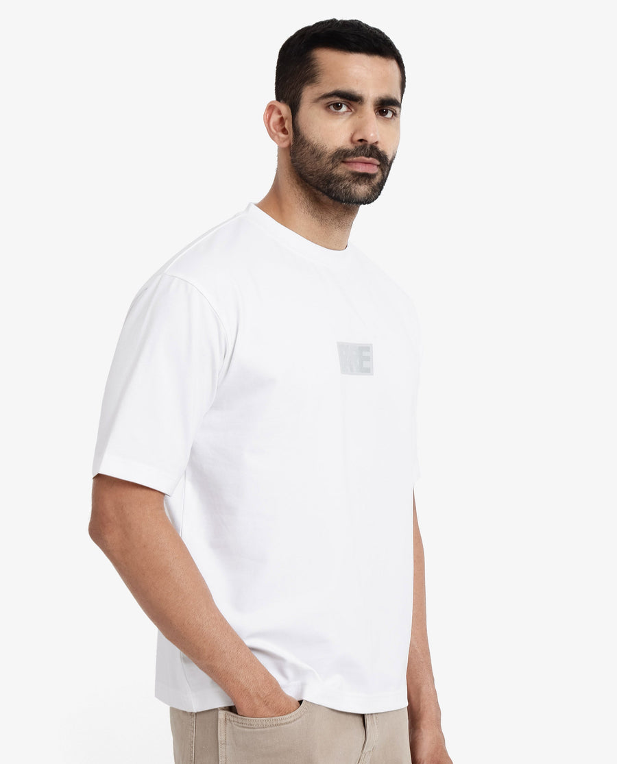 Rare Rabbit Men's Reborn-T White Cotton Graphic Print Oversized Fit Half Sleeve Crew Neck T-Shirt