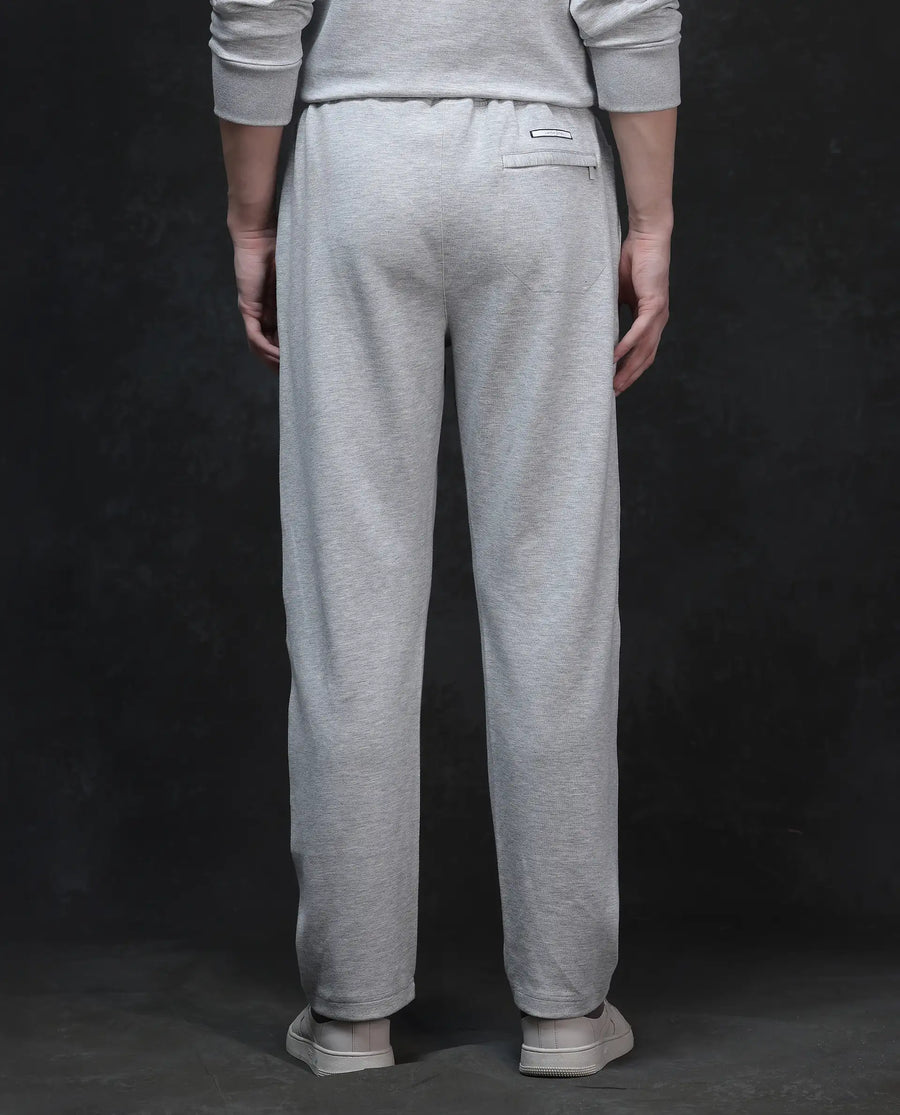 Rare Rabbit Men's Renk Melange Grey Modal Blend Plain Baggy Fit Track Pant