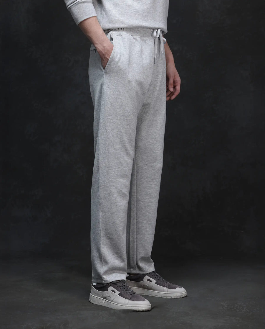 Rare Rabbit Men's Renk Melange Grey Modal Blend Plain Baggy Fit Track Pant