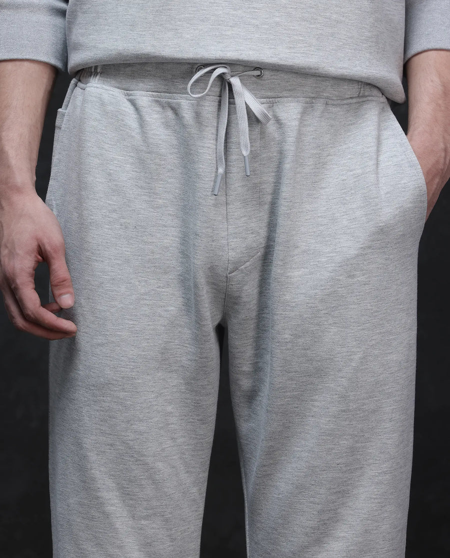 Rare Rabbit Men's Renk Melange Grey Modal Blend Plain Baggy Fit Track Pant