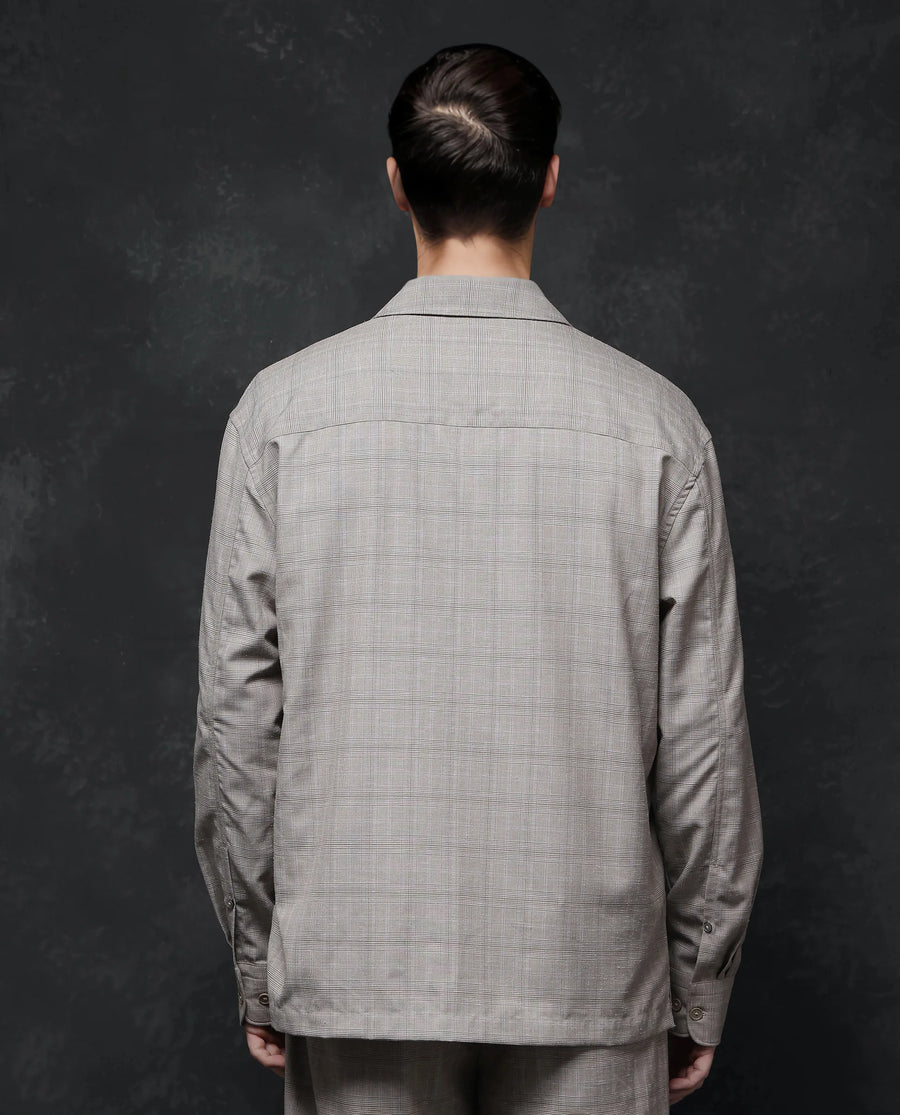 Rare Rabbit Men's Reno Beige Cotton Checked Print Regular Fit Full Sleeve Lapel Neck Shirt