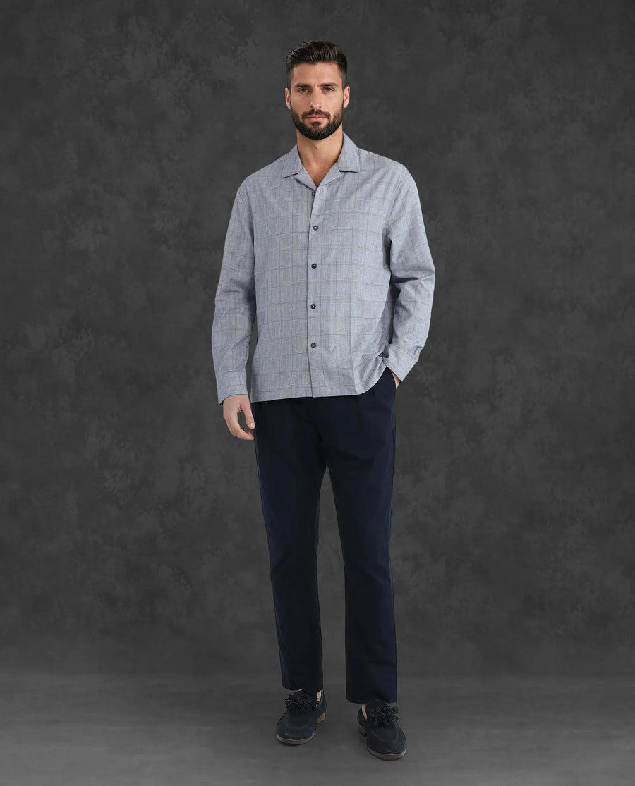Rare Rabbit Men's Reno Blue Cotton Checked Print Regular Fit Full Sleeve Collared Shirt