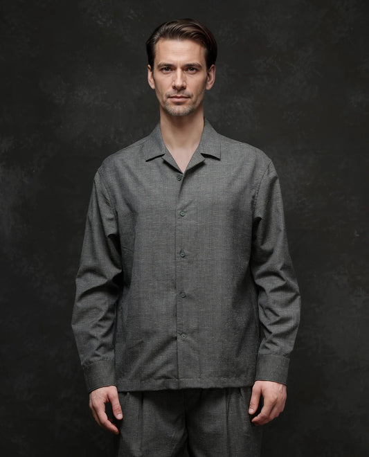 Rare Rabbit Men's Reno Dark Green Cotton Checked Print Regular Fit Full Sleeve Lapel Neck Shirt