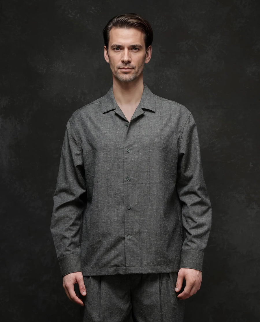 Rare Rabbit Men's Reno Dark Green Cotton Checked Print Regular Fit Full Sleeve Lapel Neck Shirt