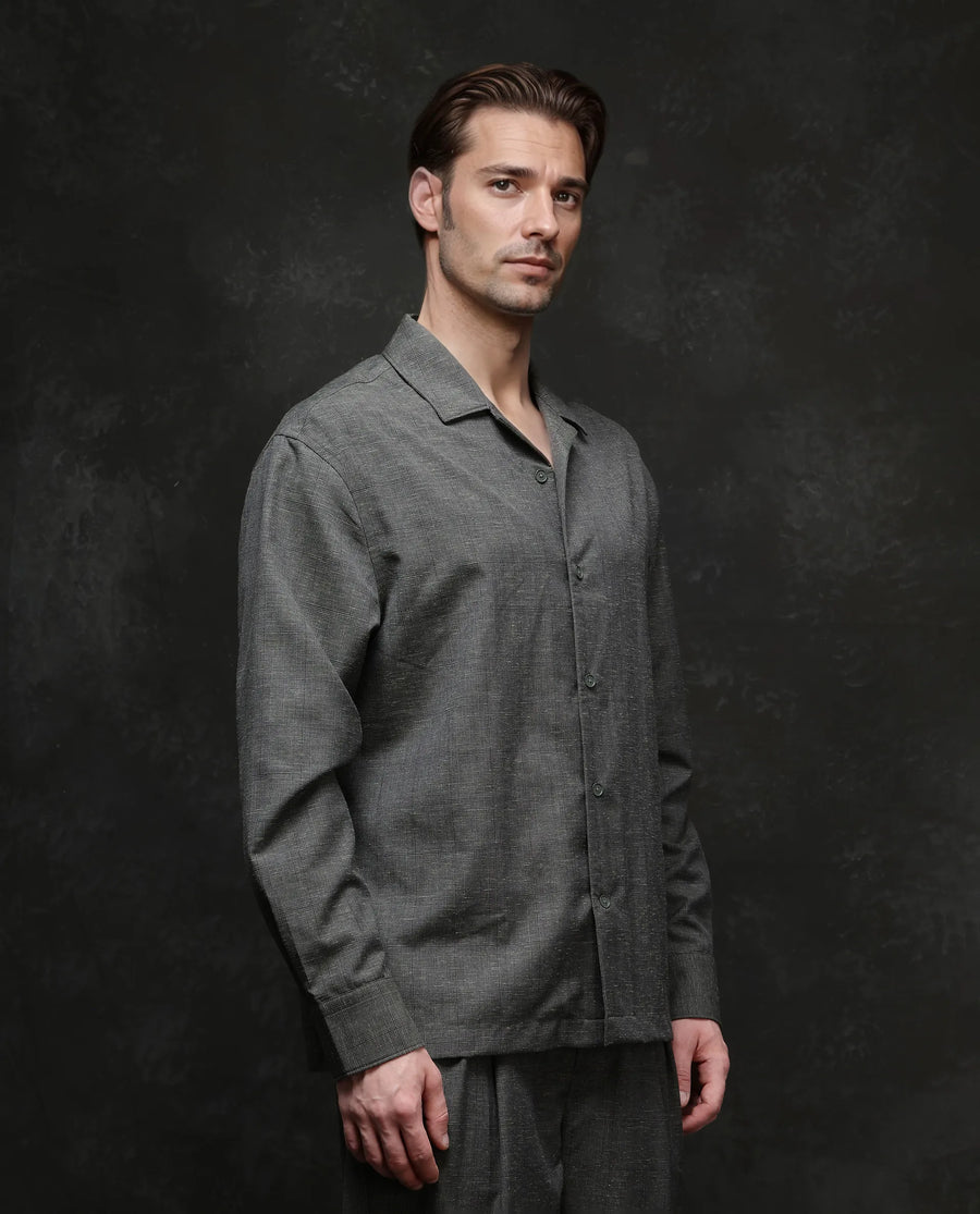 Rare Rabbit Men's Reno Dark Green Cotton Checked Print Regular Fit Full Sleeve Lapel Neck Shirt
