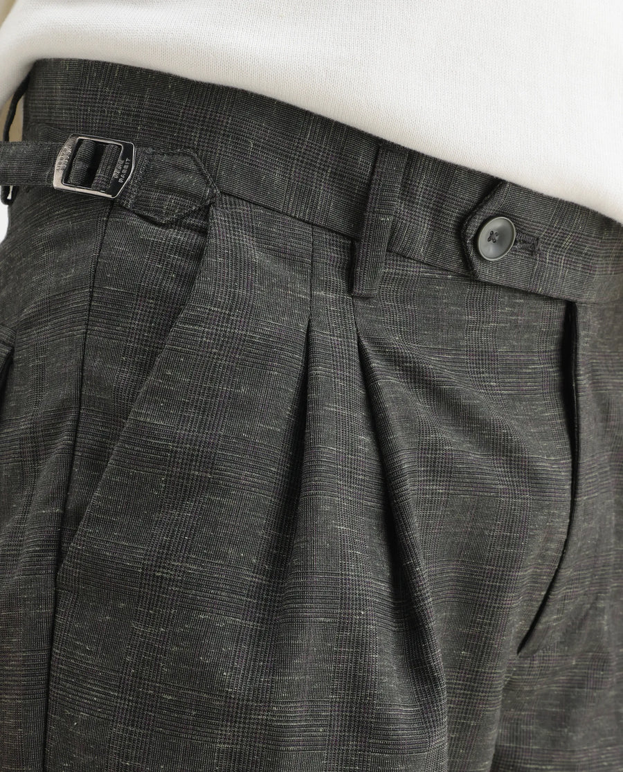 Rare Rabbit Men's Renot Dark Green Cotton Checked Print Regular Fit Trouser