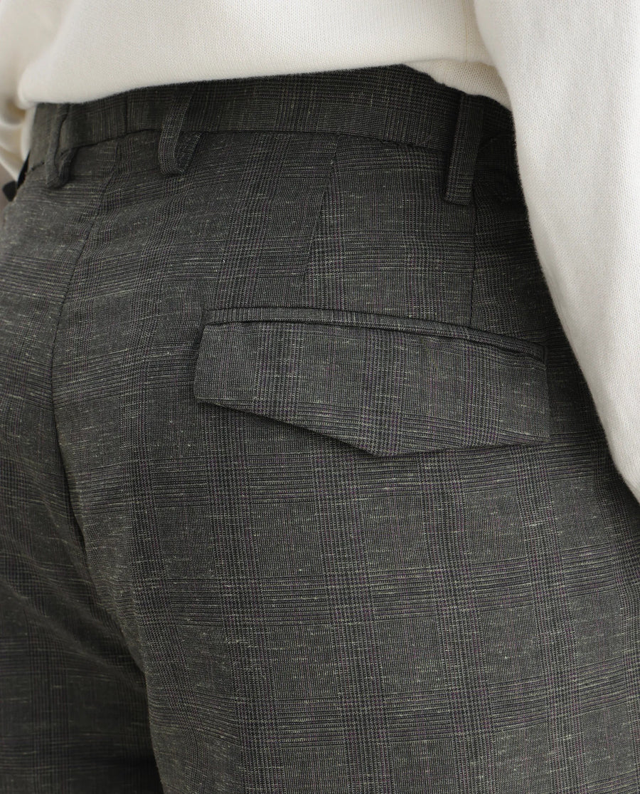 Rare Rabbit Men's Renot Dark Green Cotton Checked Print Regular Fit Trouser