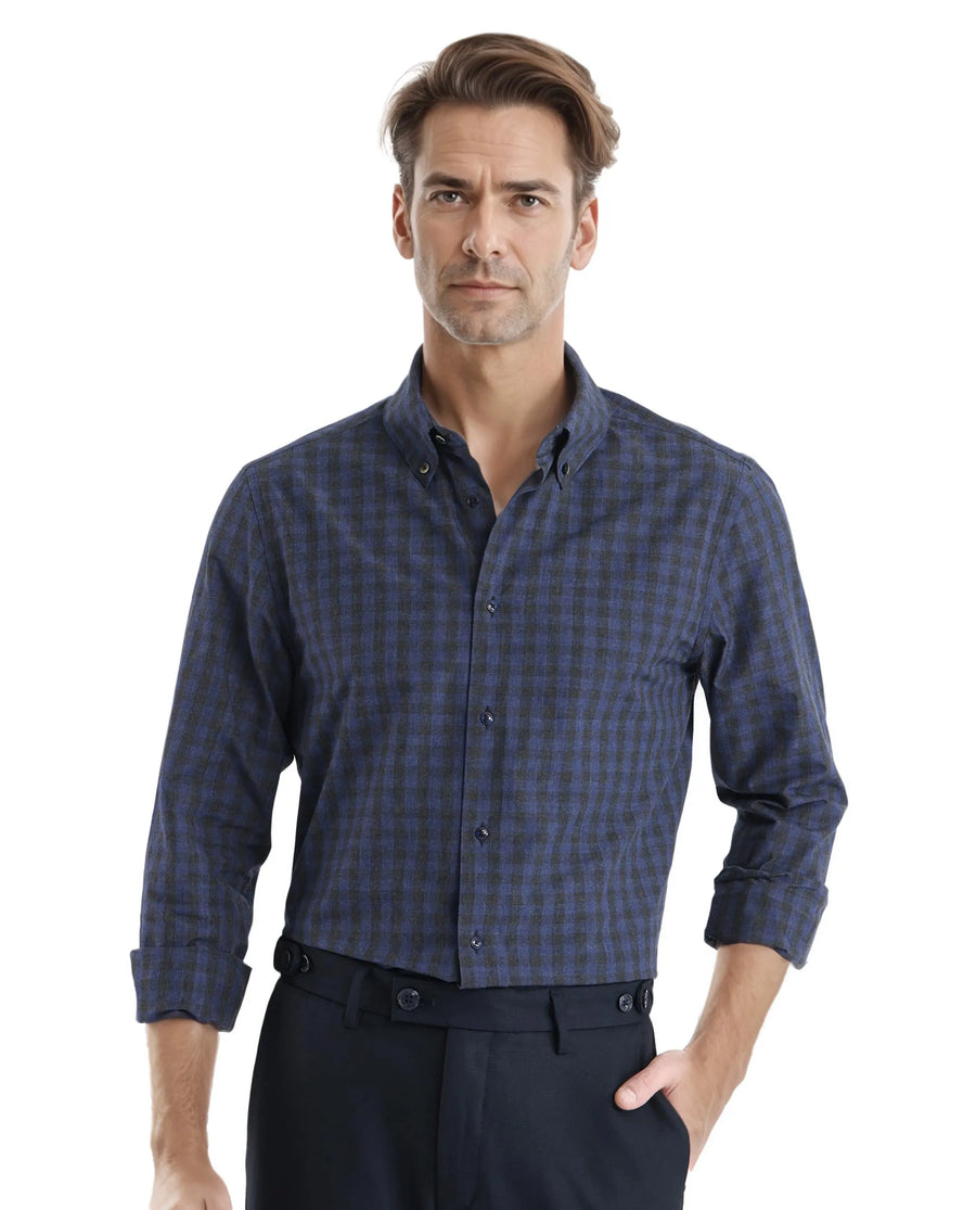 Rare Rabbit Men's Checked Print Oversized Fit Full Sleeve Collared Shirt