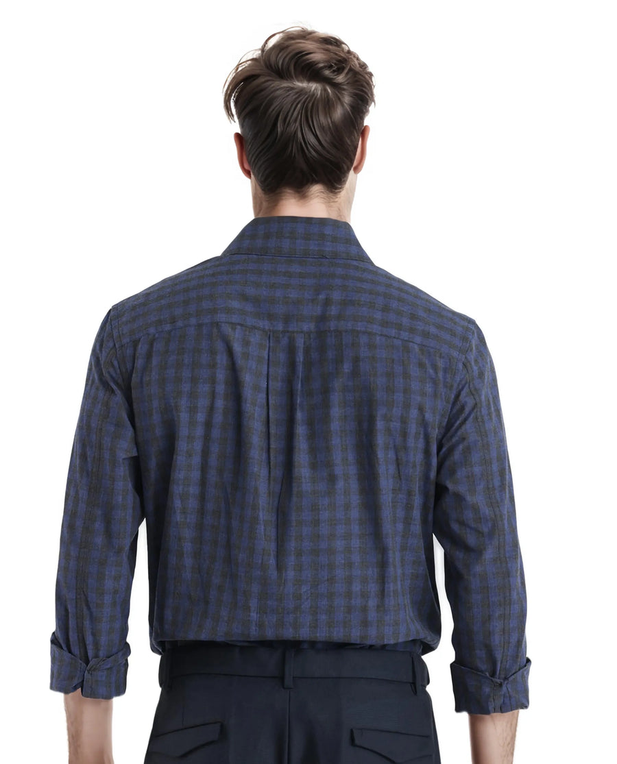Rare Rabbit Men's Checked Print Oversized Fit Full Sleeve Collared Shirt