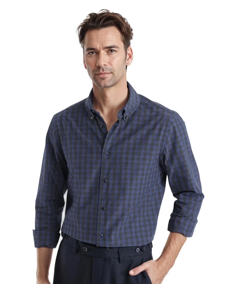 Rare Rabbit Men's Checked Print Oversized Fit Full Sleeve Collared Shirt