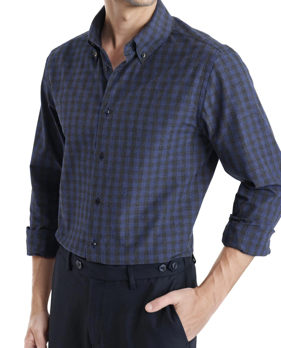 Rare Rabbit Men's Checked Print Oversized Fit Full Sleeve Collared Shirt