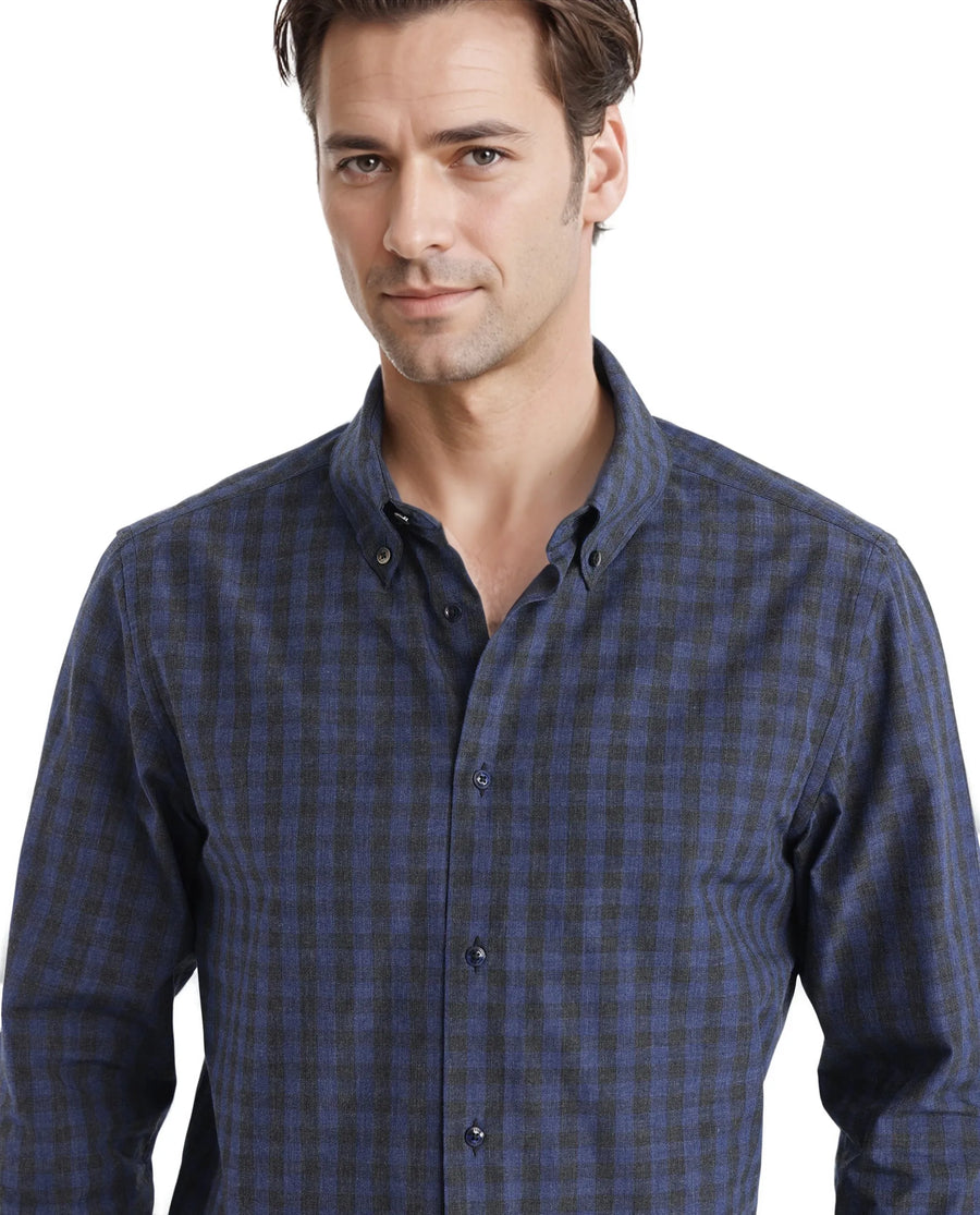 Rare Rabbit Men's Checked Print Oversized Fit Full Sleeve Collared Shirt