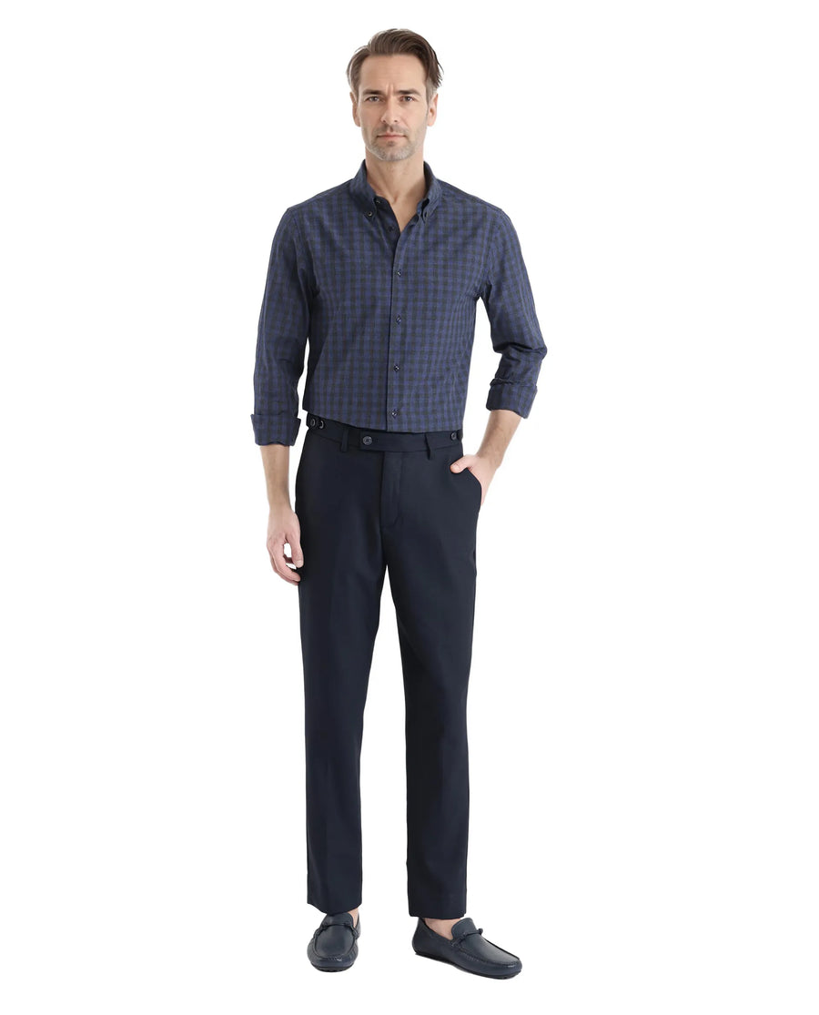 Rare Rabbit Men's Checked Print Oversized Fit Full Sleeve Collared Shirt