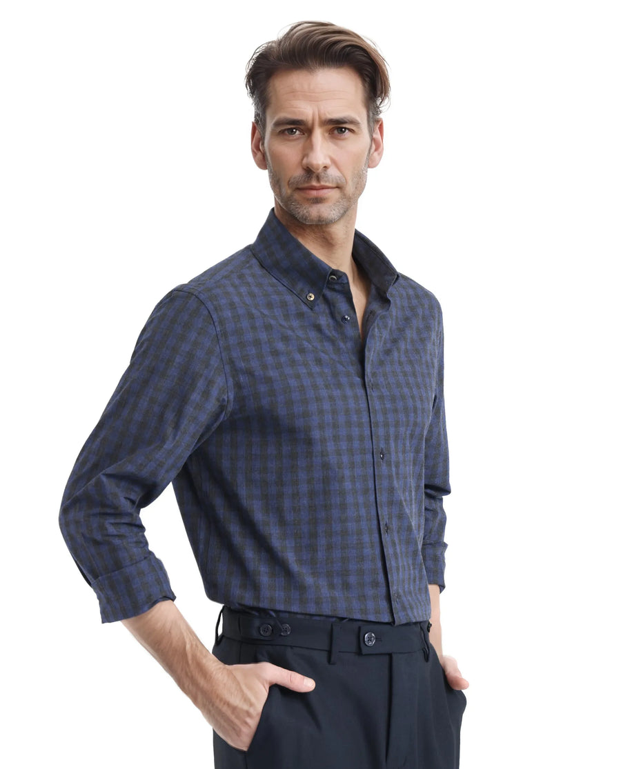 Rare Rabbit Men's Checked Print Oversized Fit Full Sleeve Collared Shirt