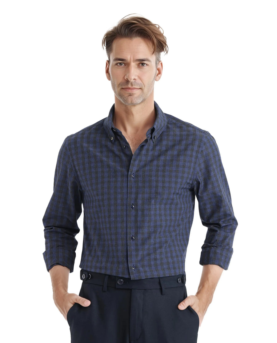 Rare Rabbit Men's Checked Print Oversized Fit Full Sleeve Collared Shirt