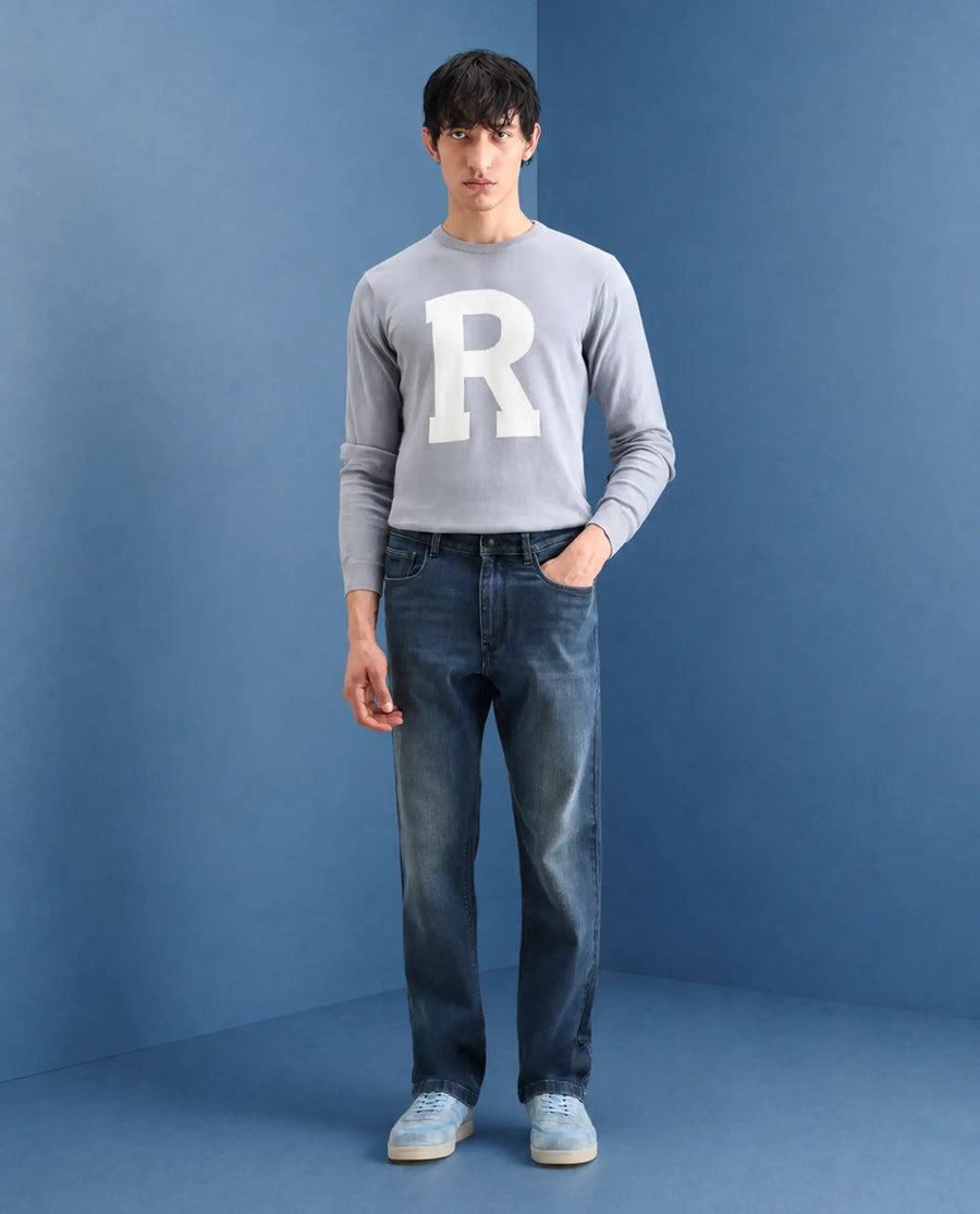Rare Rabbit Men's Rilo M Dark Blue Cotton Blend Fabric Morris Regular Plain Jeans