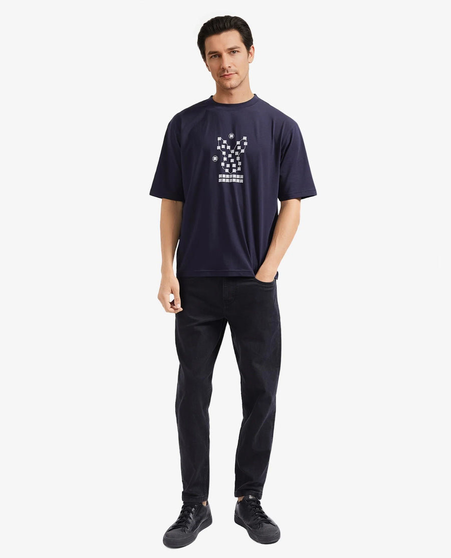 Rare Rabbit Men's Cotton Graphic Print Regular Fit Half Sleeve Crew Neck T-Shirt