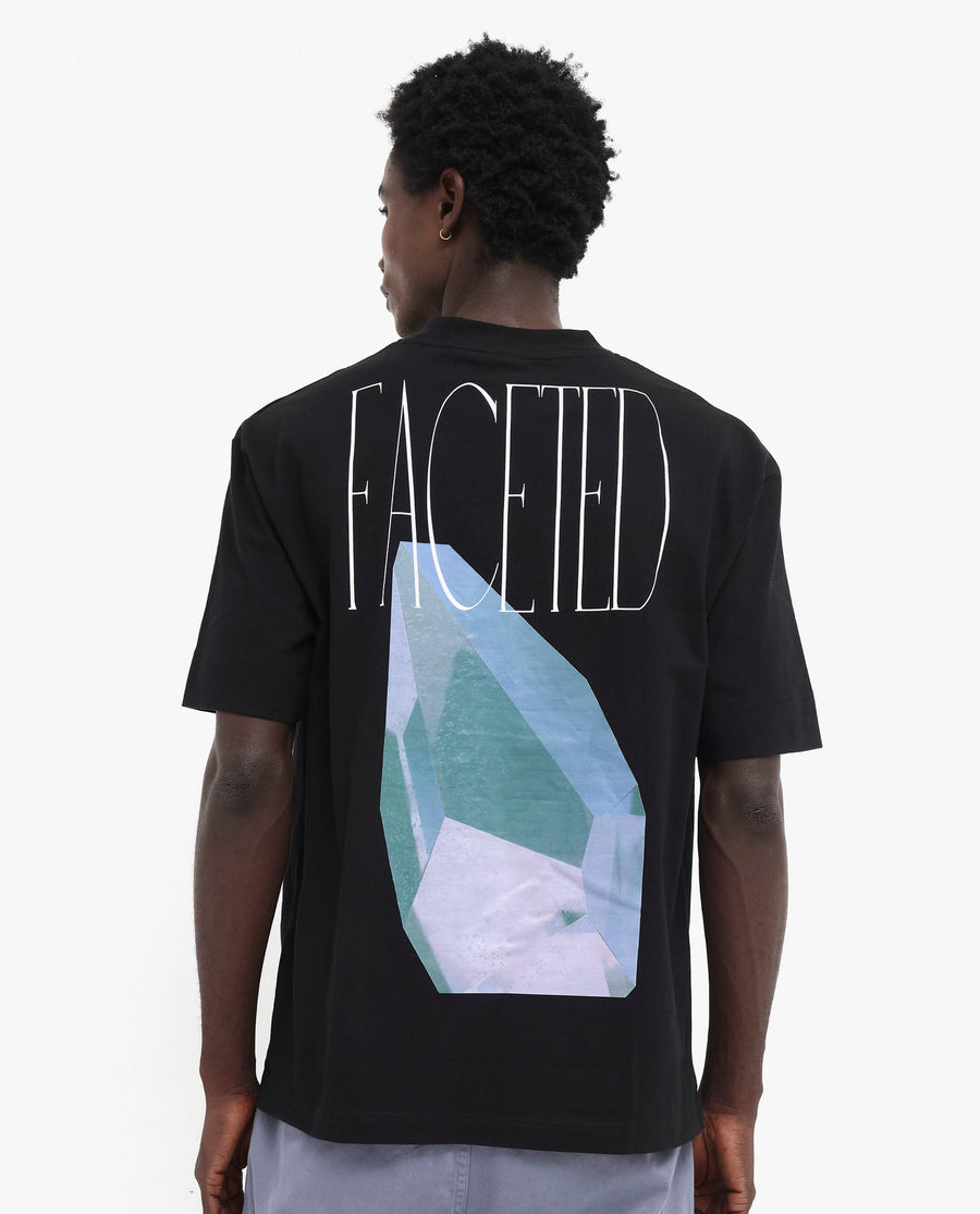 Rare Rabbit Men's Ripley Black Cotton Graphic Print Oversized Fit Half Sleeve Crew Neck T-Shirt