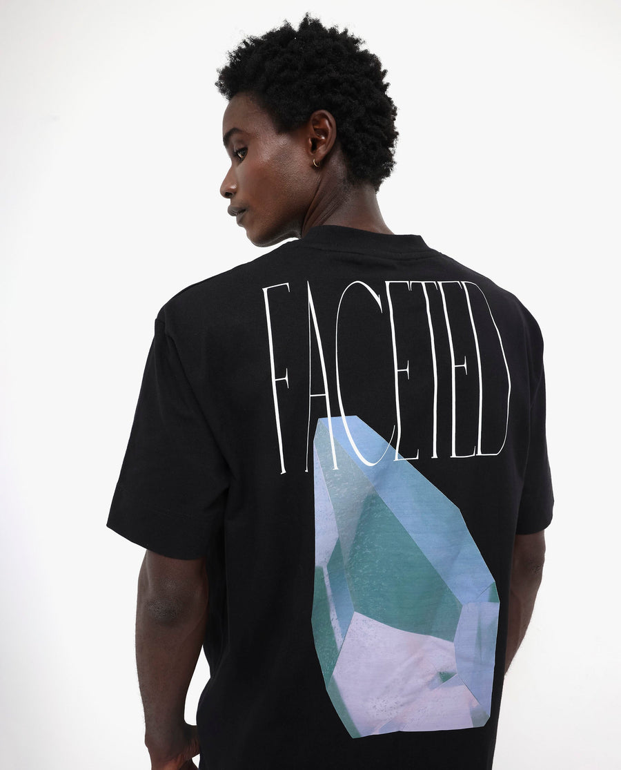 Rare Rabbit Men's Ripley Black Cotton Graphic Print Oversized Fit Half Sleeve Crew Neck T-Shirt