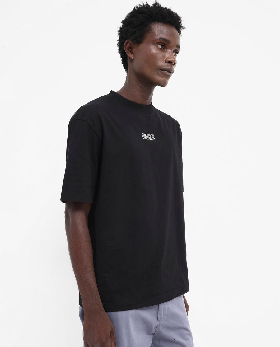 Rare Rabbit Men's Ripley Black Cotton Graphic Print Oversized Fit Half Sleeve Crew Neck T-Shirt