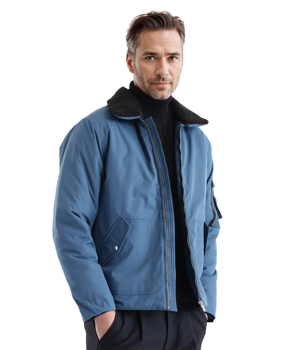 Rare Rabbit Men's Roboss Teal Polyester Plain Regular Fit Full Sleeve Spread Collar Jacket