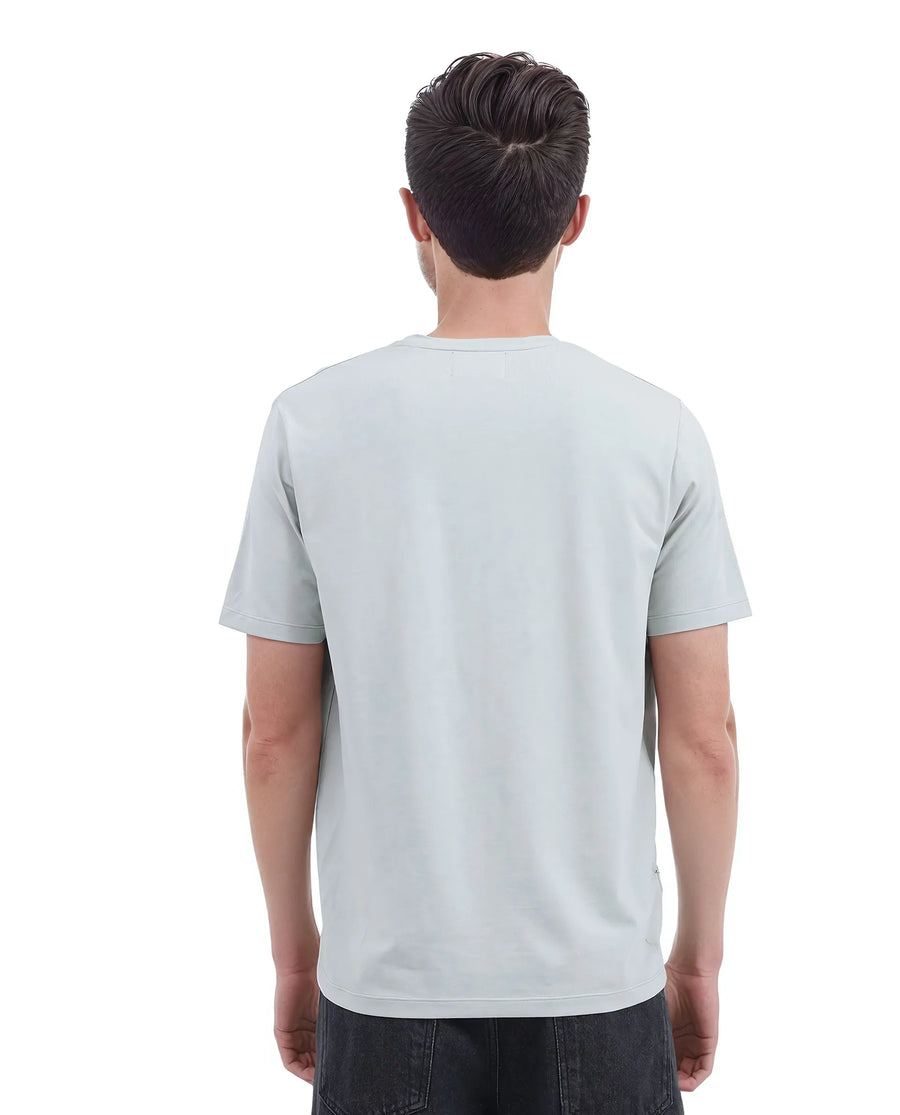 Rare Rabbit Men's Rolt Dusky Green Cotton Blend Graphic Print Regular Fit Half Sleeve Crew Neck T-Shirt