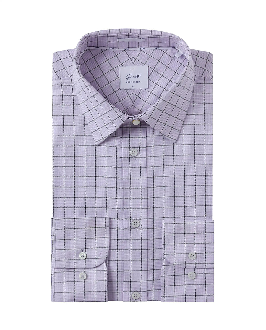 Rare Rabbit Men's Rooney Light Purple Cotton Checked Print Regular Fit Full Sleeve Collared Shirt