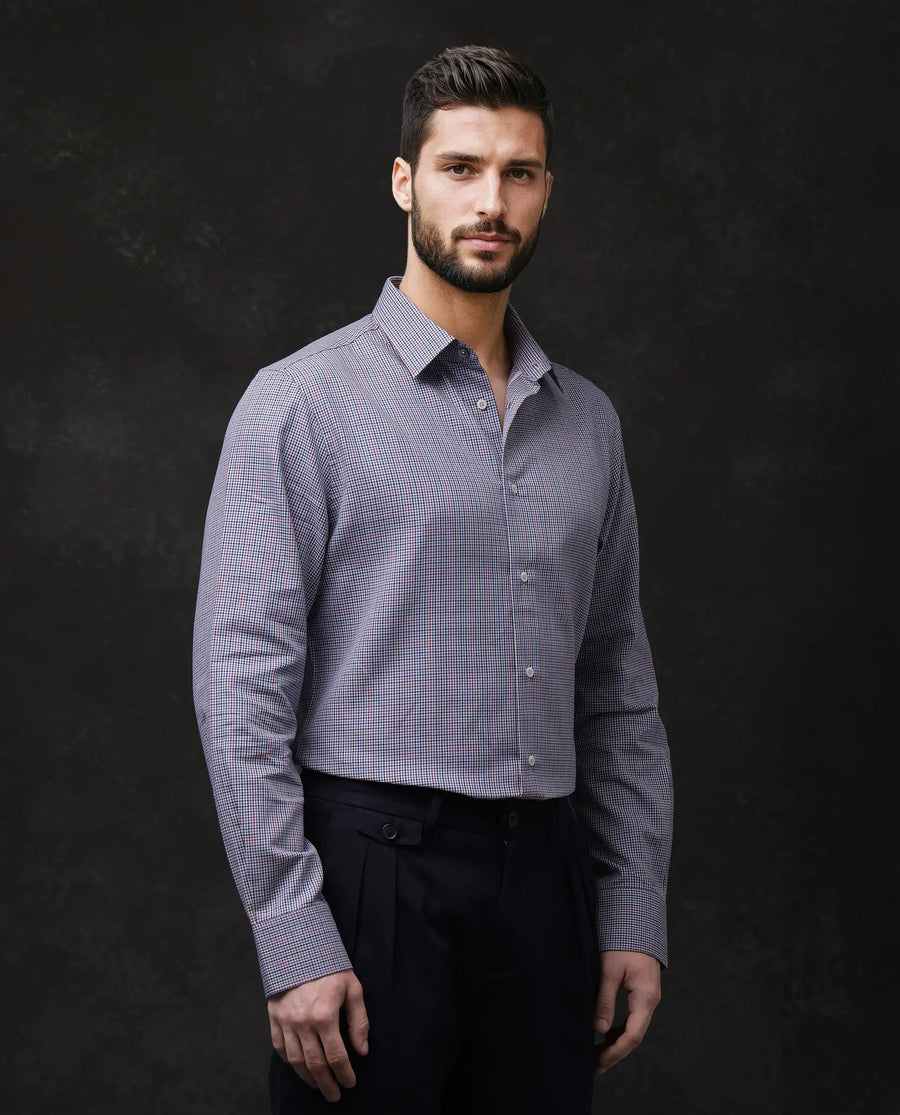 Rare Rabbit Men's Root Blue Cotton Checked Print Regular Fit Full Sleeve Collared Shirt