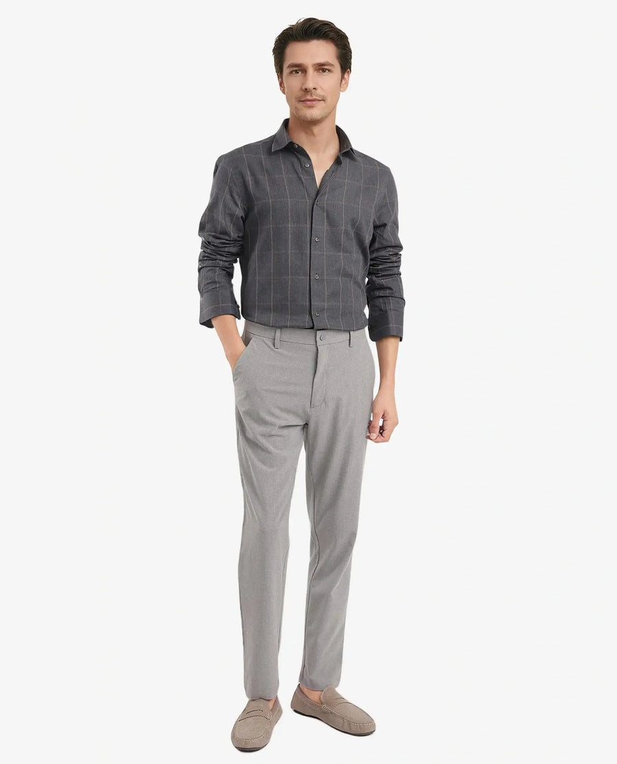 Rare Rabbit Men's Ropos-2 Grey Cotton Checked Print Regular Fit Full Sleeve Collared Shirt