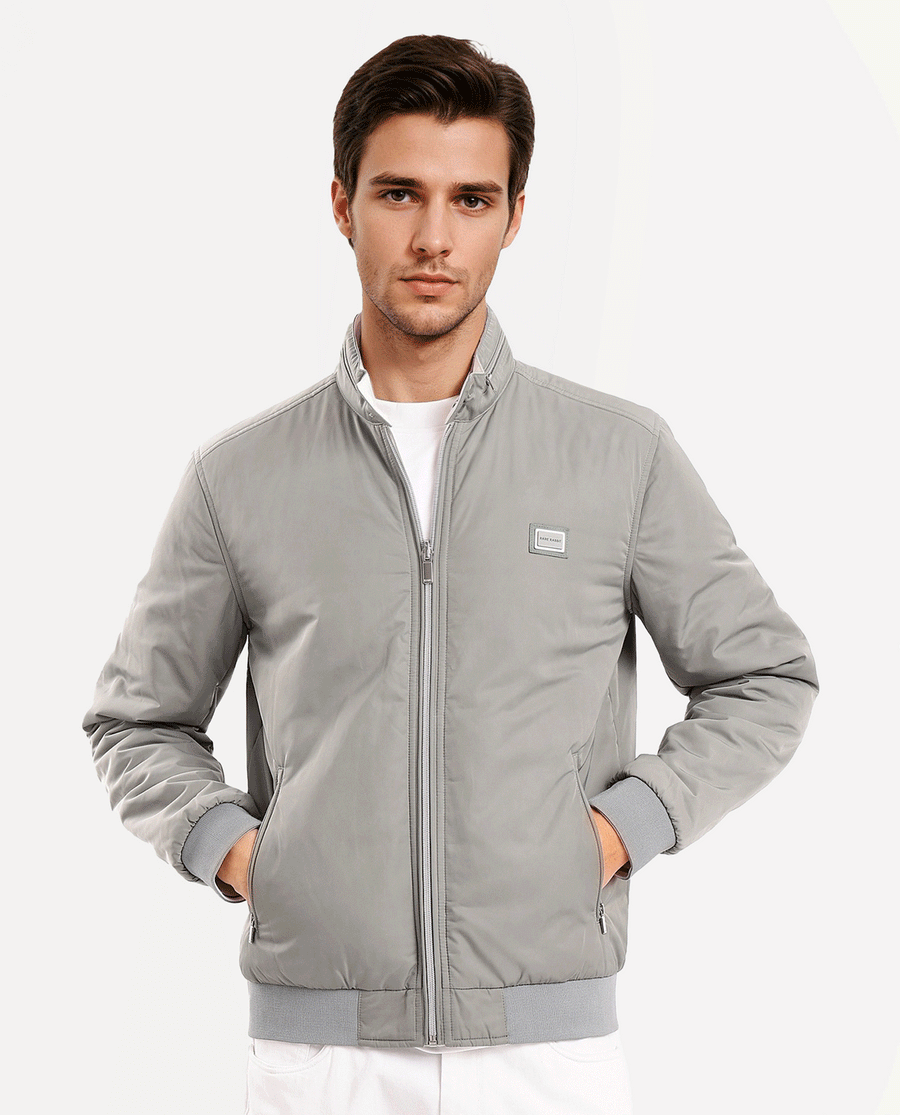 Rare Rabbit Men's Royban-2 Green Polyester Plain Regular Fit Full Sleeve High Neck Jacket