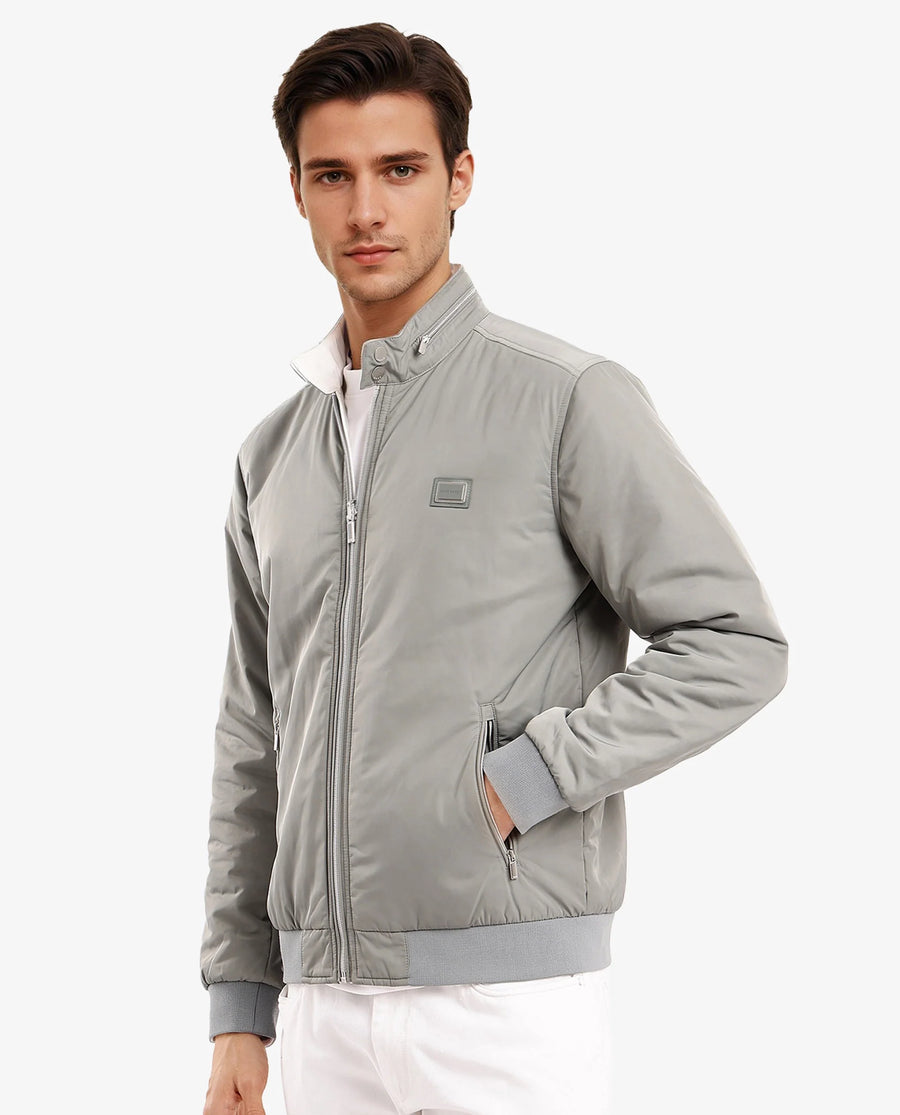 Rare Rabbit Men's Royban-2 Green Polyester Plain Regular Fit Full Sleeve High Neck Jacket