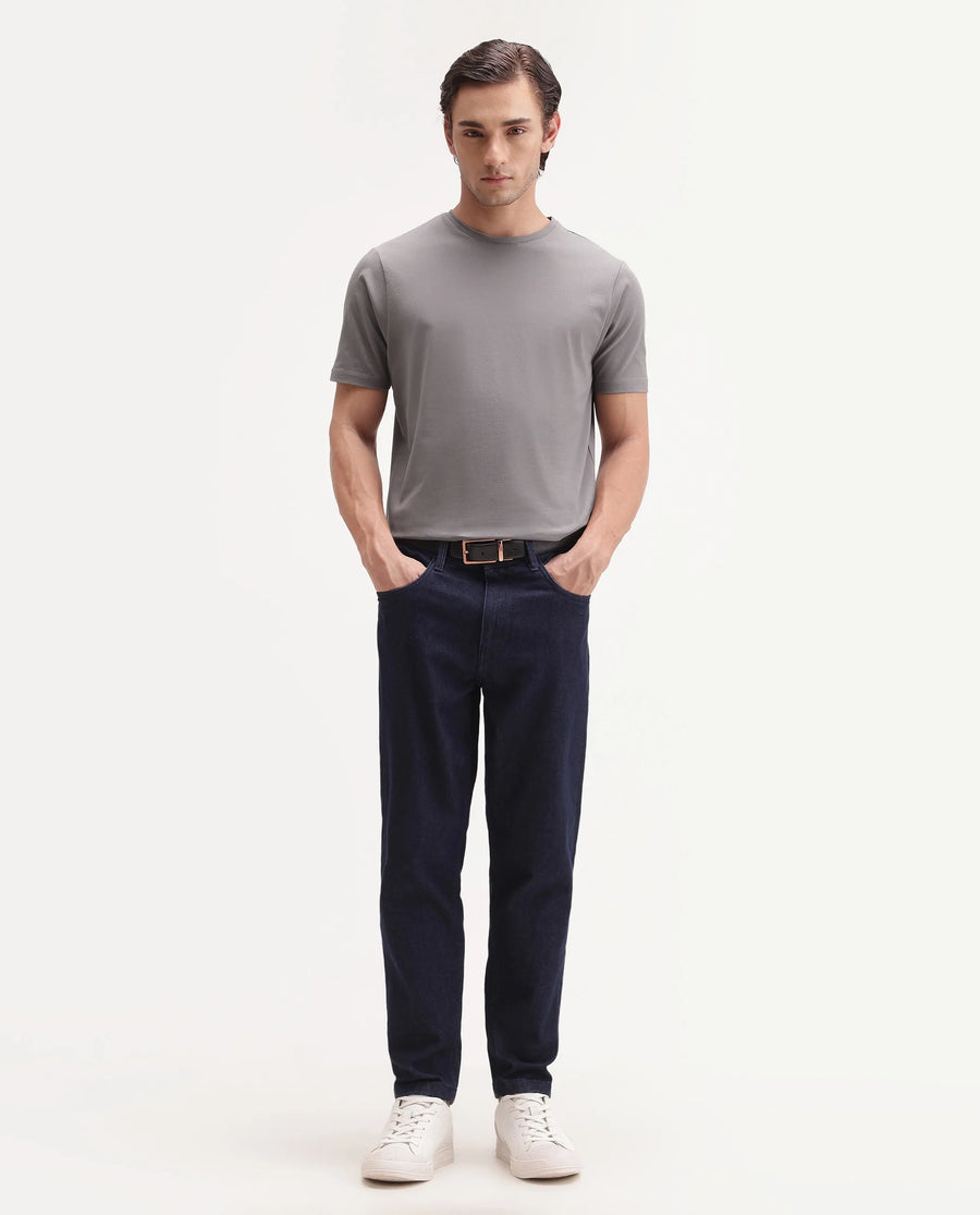 Rare Rabbit Men's Basic Rr-Corp-Arve Grey Cotton Crew Neck Regular Plain T-Shirt
