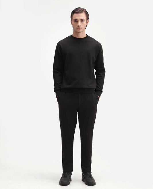 Rare Rabbit Men's Rr-Corp-Harry-T Black Polyester Blend  Regular Plain Track Pant