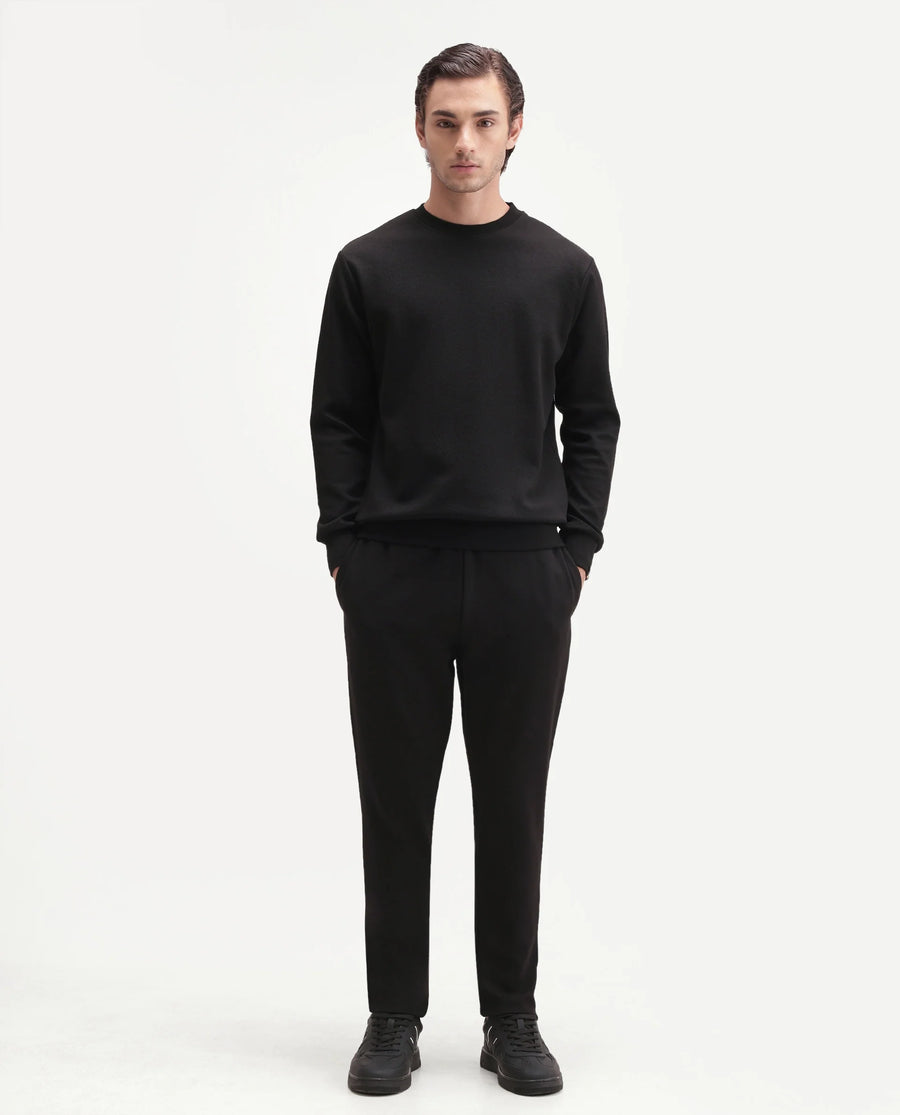 Rare Rabbit Men's Rr-Corp-Harry-T Black Polyester Blend  Regular Plain Track Pant