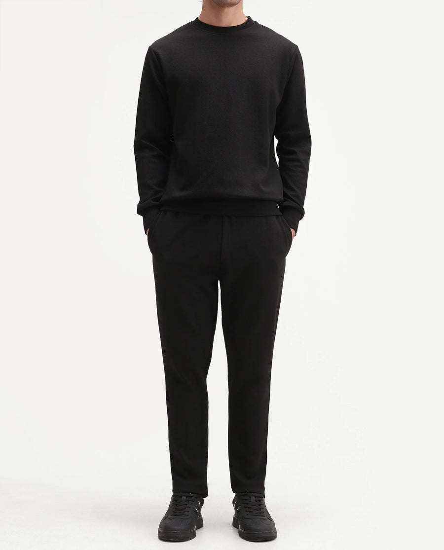 Rare Rabbit Men's Rr-Corp-Harry-T Black Polyester Blend  Regular Plain Track Pant