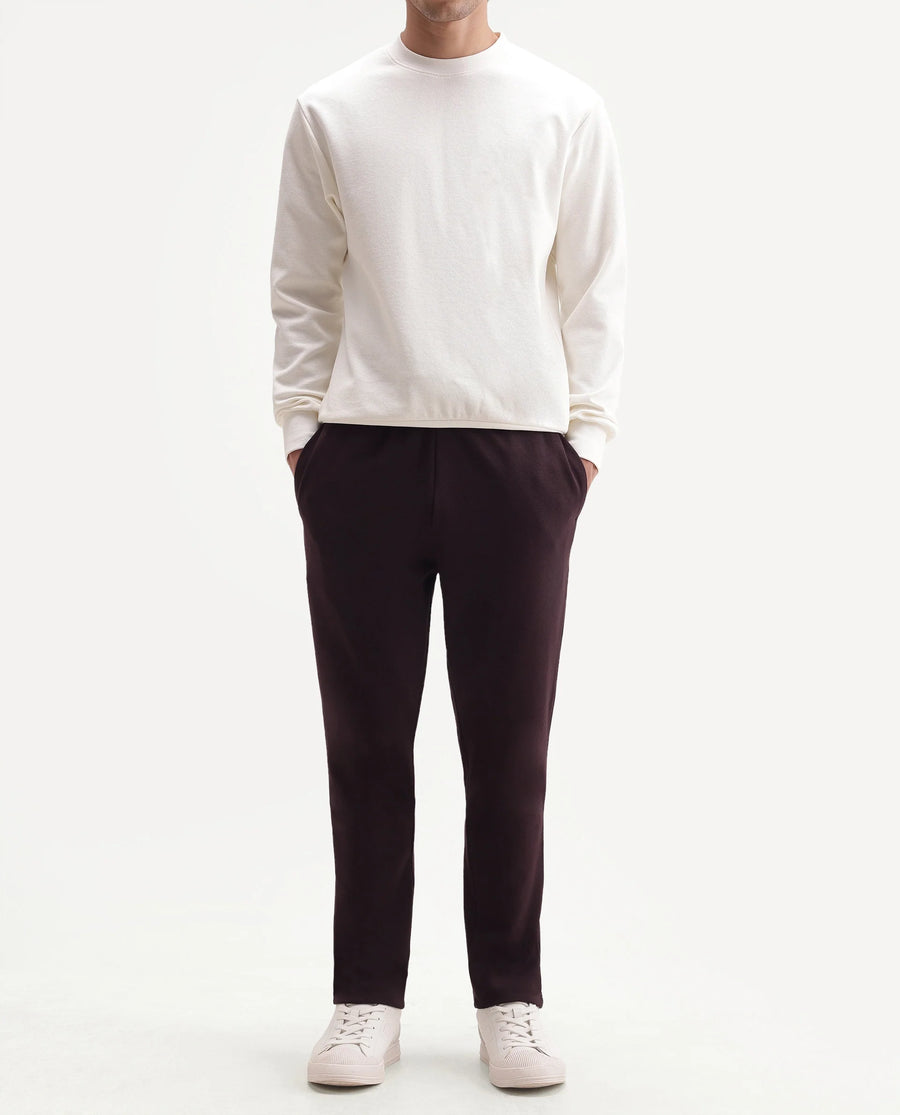 Rare Rabbit Men's Rr-Corp-Harry-T Maroon Polyester Blend  Regular Plain Track Pant