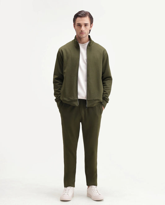 Rare Rabbit Men's Rr-Corp-Harry-T Olive Polyester Blend  Regular Plain Track Pant