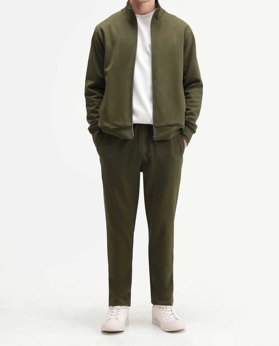 Rare Rabbit Men's Rr-Corp-Harry-T Olive Polyester Blend  Regular Plain Track Pant