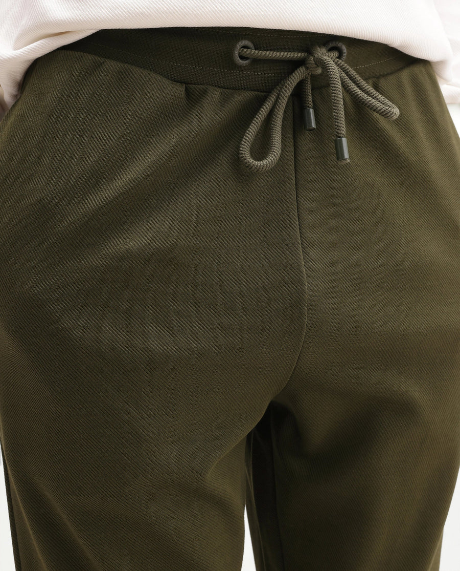 Rare Rabbit Men's Rr-Corp-Harry-T Olive Polyester Blend  Regular Plain Track Pant