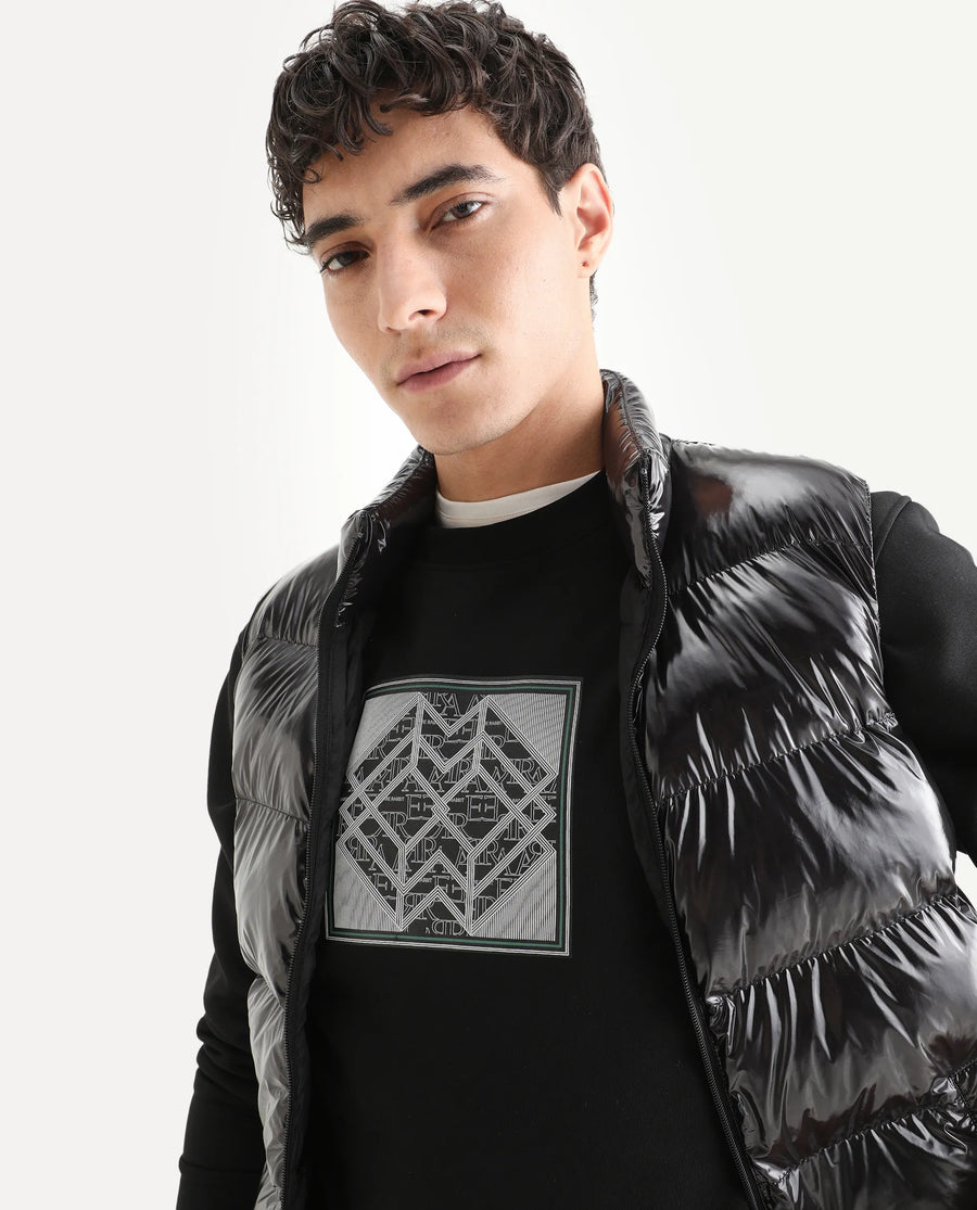 Rare Rabbit Men's Croc Black Cotton Graphic Print Regular Fit Full Sleeve Crew Neck Sweatshirt