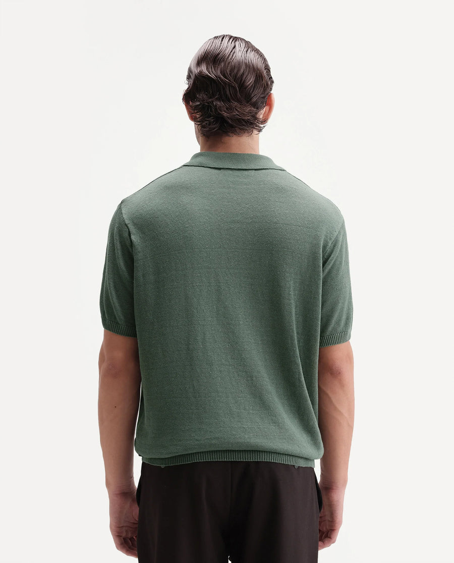 Rare Rabbit Men's Mekko-25 Green Cotton Blend Plain Regular Fit Half Sleeve Polo