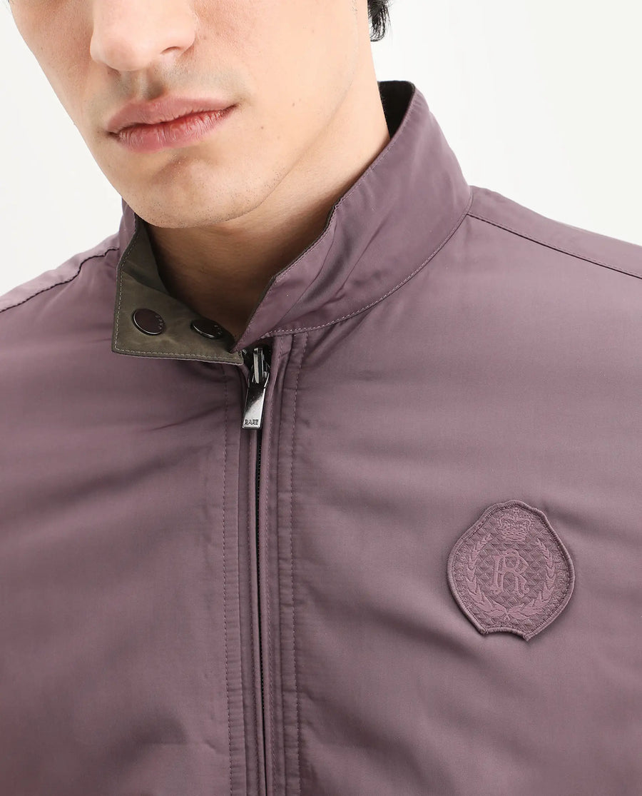 Rare Rabbit Men's Royban-25 Olive Polyester Plain Regular Fit Full Sleeve High Neck Jacket