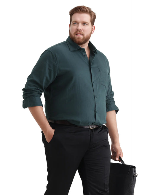 Rare Rabbit Men's Koft Big Teal Cotton Blend Fabric Full Sleeve Collared Neck Plain Shirt