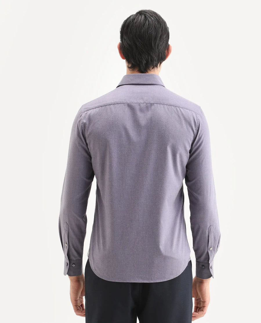 Rare Rabbit Men's Gunjo 25 Dusky Purple Polyester Plain Regular Fit Full Sleeve Collared Shirt