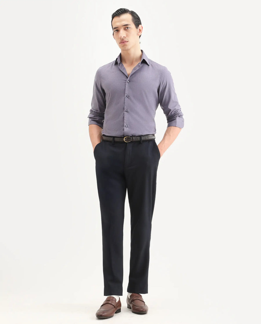 Rare Rabbit Men's Gunjo 25 Dusky Purple Polyester Plain Regular Fit Full Sleeve Collared Shirt