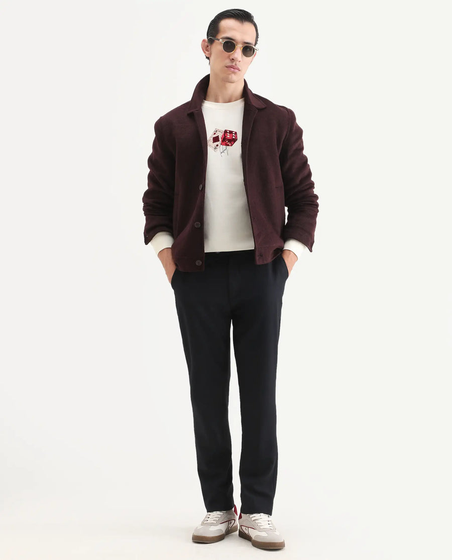 Rare Rabbit Men's Plex Off White Cotton Blend Graphic Print Relaxed Fit Full Sleeve Crew Neck Sweatshirt