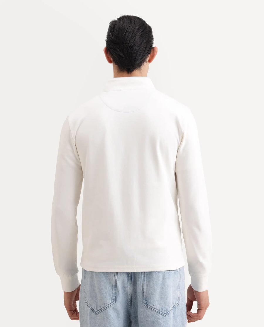 Rare Rabbit Men's Morris-25 Off White Cotton Blend Plain Regular Fit Full Sleeve Mandarin Collar Jacket